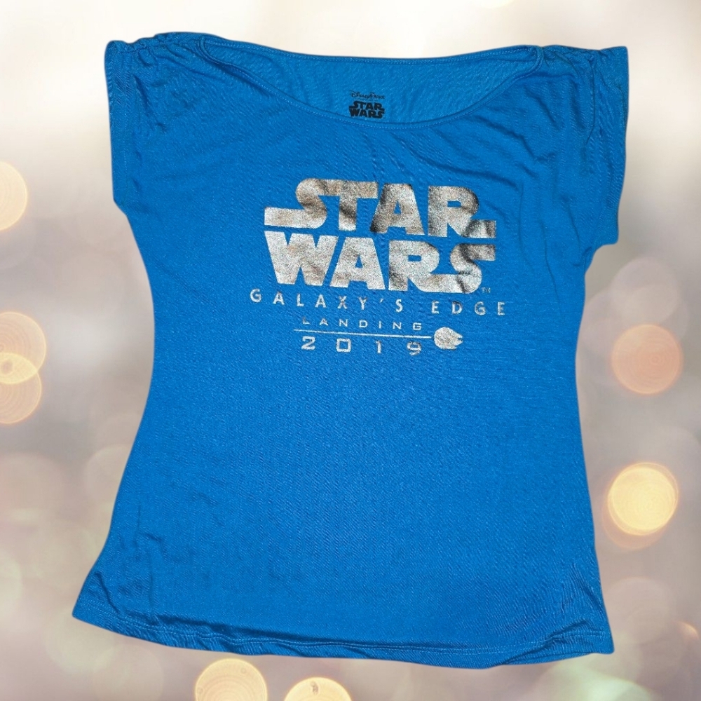 Star Wars Galaxy’s Edge 2019 Shirt Blue Landing Tee, Size Small, Super Soft